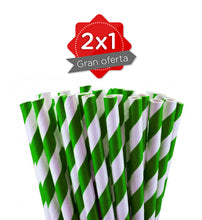 Cargar imagen en el visor de la galería, Pitillo de Papel Líneas Verdes x25 Unidades Con Empaque